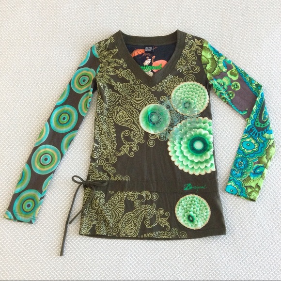 Desigual Tops - 🦚DESIGUAL Side Tie Long Sleeve Top